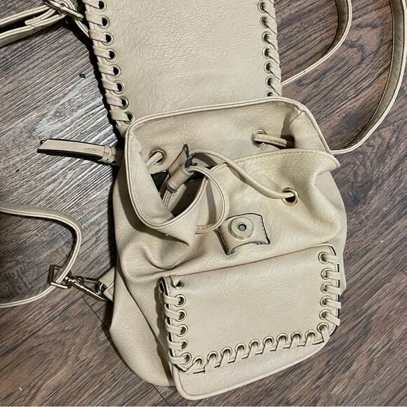 Chinese Laundry Small Backpack Cream With Large Stitch Design - Picture 8 of 15